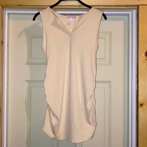 Isabel Maternity Cream Sleeveless Ribbed Top Women’s XS